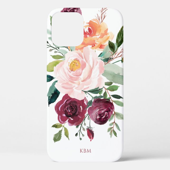 Botanisch-rustikale Wasserfarbe mit Ihrer Monogram Case-Mate iPhone Hülle (Rückseite)