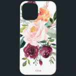 Botanisch-rustikale Wasserfarbe mit Ihrer Monogram Case-Mate iPhone Hülle<br><div class="desc">Dieses trendige botanische Design mit einem Bouquet mit Rose in Aquarelltönen, gemischten Blume und Grünpflanzen in einem trendigen Farbschema aus Bordeaux, Rosa und Rosset-Orange mit anschließender Vegetation. Eine Textvorlage wird hinzugefügt, um dieses Design mit den gewünschten Monogramm-Initialen, dem Namen oder einem anderen gewünschten Text zu personalisieren, wodurch ein einzigartiges Design...</div>