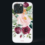 Botanisch-rustikale Wasserfarbe mit Monogramm Case-Mate iPhone Hülle<br><div class="desc">Dieses botanische Design ist wunderschön feminin mit rustikalem Charme. Es besteht aus einem Bouquet mit Aquarellfarben, gemischten Blume und Grünpflanzen in einem trendigen Farbschema aus Bordeaux, Rosa und Rosset-Orange mit anschließender Vegetation. Eine Textvorlage wird hinzugefügt, um dieses Design mit den gewünschten Monogramm-Initialen, dem Namen oder einem anderen gewünschten Text zu...</div>