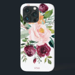 Botanisch-rustikale Wasserfarbe mit Monogramm Case-Mate iPhone Hülle<br><div class="desc">Dieses botanische Design ist wunderschön feminin mit rustikalem Charme. Es besteht aus einem Bouquet mit Aquarellfarben, gemischten Blume und Grünpflanzen in einem trendigen Farbschema aus Bordeaux, Rosa und Rosset-Orange mit anschließender Vegetation. Eine Textvorlage wird hinzugefügt, um dieses Design mit den gewünschten Monogramm-Initialen, dem Namen oder einem anderen gewünschten Text zu...</div>
