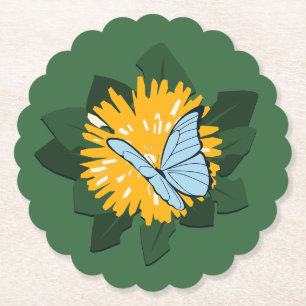 Botanisch stilisierter Löwenzahn Schmetterling Gel Untersetzer