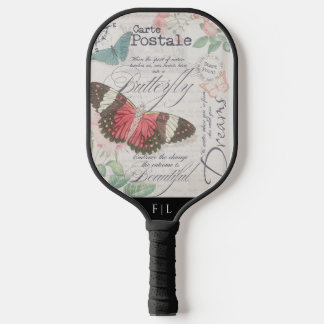Botanisch Vintag | Carte Postale Schmetterlinge Pickleball Schläger
