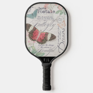 Botanisch Vintage Postkarte Schmetterlinge Pickleball Schläger