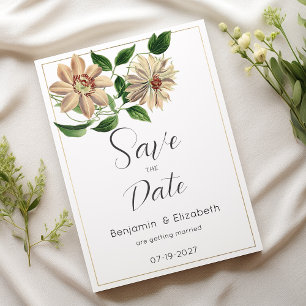Botanisch-weißgrün-grün, botanisch Save the Date Einladung