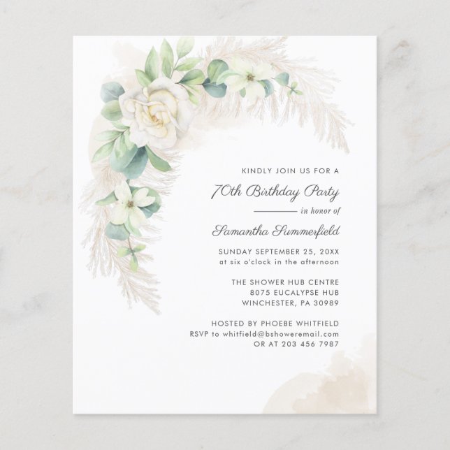 Botanische 70. Geburtstagspartei Einladung (Vorderseite)