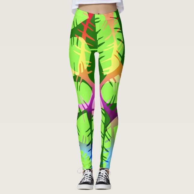 BOTANISCHE ABSTRAKTE BANANENBLÄTTER LEGGINGS (Vorderseite)