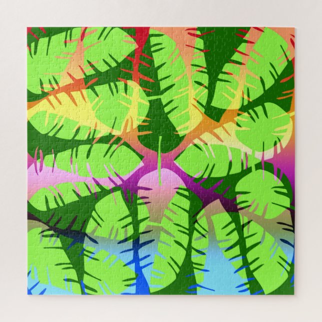 BOTANISCHE ABSTRAKTE BANANENBLÄTTER PUZZLE (Vertikal)