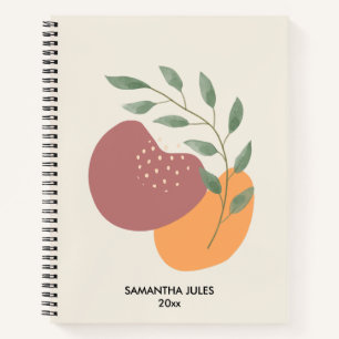 Botanische Abstrakte Terrakotta auf dem Boh Notizbuch