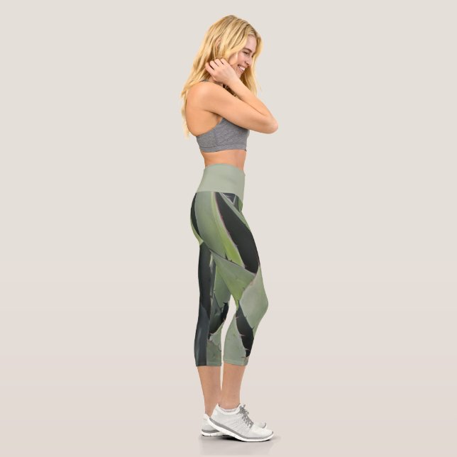 Botanische Agave Leaf Foto Wüste Pflanze Capri Leggings (Rechts)