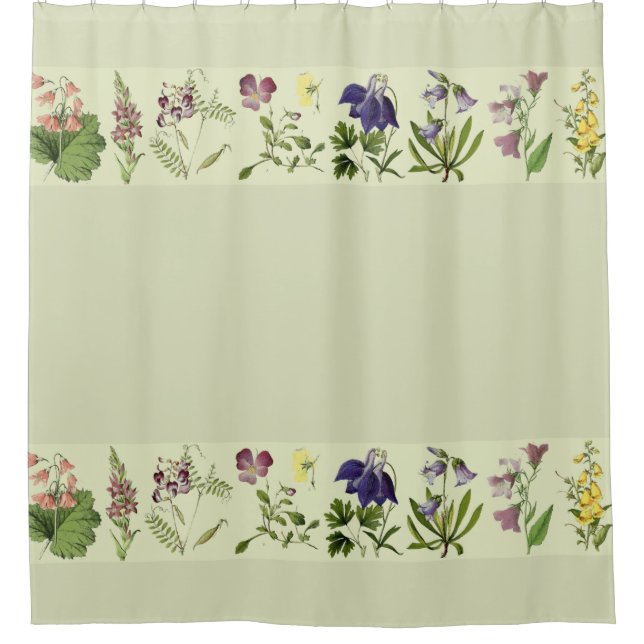 Botanische alpine Blumen-Blumenduschvorhang Duschvorhang (Vorderseite)