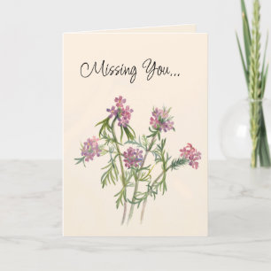 Botanische alte rosa Wildblumen Feiertagskarte