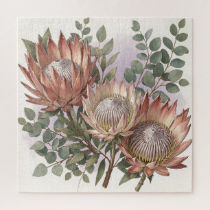 Botanische Anordnung Pink Protea Eukalyptus  Puzzle