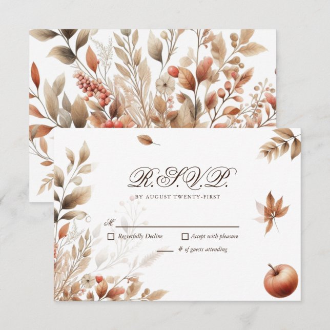 Botanische Antwort vom Herbst Ernte Hochzeit RSVP (Vorne/Hinten)