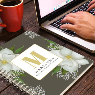 Botanische Anwendung der Floral Monogramm Notizbuch