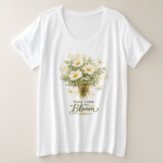 Botanische Aquarell-Blumen Große Größe T-Shirt