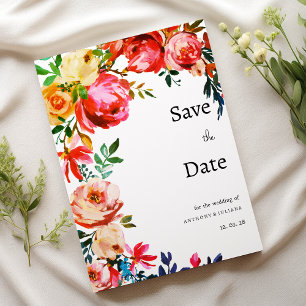 Botanische Aquarell-Farbenfrohe Blumen Hochzeitsei Einladung