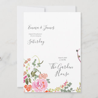 botanische Aquarell-Hochzeitseinladung,Wildblumen Einladung