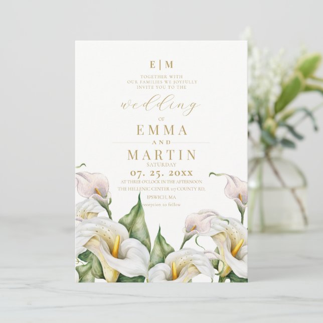 Botanische Aquarell-Kalla-Wedding Einladung (Stehend Vorderseite)
