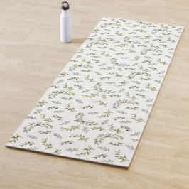 Botanische Aquarell-Sage-Grün-Oliven-Muster Yogamatte