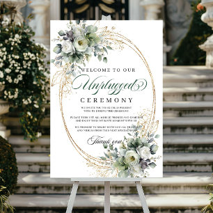 Botanische Aquarell-Unplugged-Zeremonie-Hochzeit  Poster
