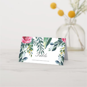 Botanische Aquarell-Vintage-Blumen-Tischnummer Platzkarte