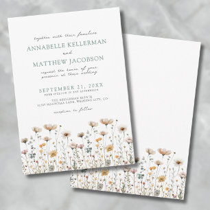Botanische Aquarell-Wildblumen-Hochzeit in einfach Einladung