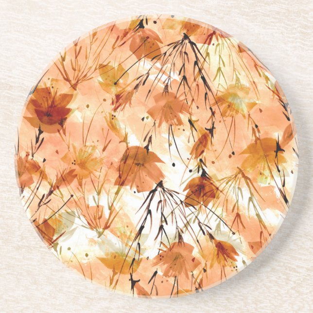 Botanische Aquarellbilder: Muster für Vintage Pfla Getränkeuntersetzer (Vorne)