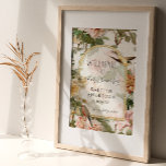 Botanische Aquarellblütendusche Begrüßungsjause Poster<br><div class="desc">Set für eine Babydusche, aber Sie können alle Veranstaltungsinformationen ändern, um Ihren eigenen Anlass zu Anzug. Elegante, Vintage botanische Rose und Pfannkuchen mit wunderschönen Gesangvögeln schaffen ein exquisites Geheimgartendesign. Alle antiken Illustrationen wurden in Aquarellfarben gemalt und zerschnitten, um dieses luxuriöse, moderne Einladungs-Suite-Design zu schaffen. Der Text enthält einen Art-Déco-Schriftart im...</div>