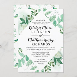 Botanische Aquarellblütenhochzeit aus frischen Blä Einladung