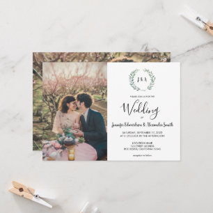 Botanische Aquarellfarben Blätter Monogramm Foto H Einladung