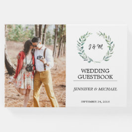 Botanische Aquarellfarben Blätter Monogramm Foto H Gästebuch