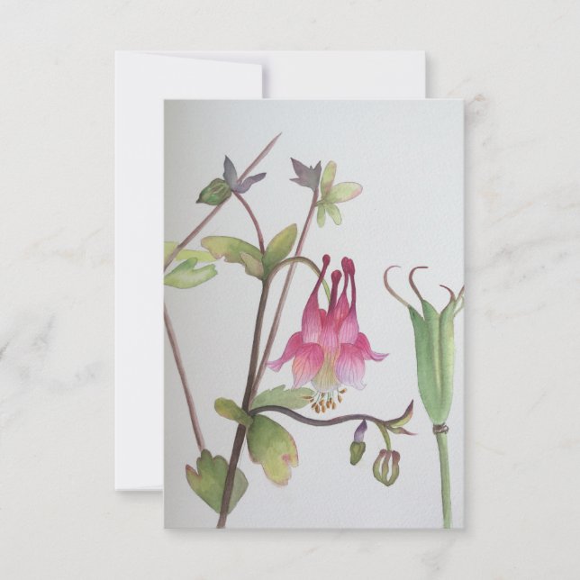 Botanische Aquarellfarben der Columbine Response C RSVP Karte (Vorderseite)