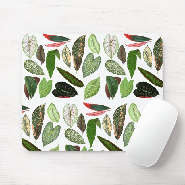 Botanische Aquarellfarben Vintage Grünflächen Blät Mousepad (Mit Mouse)
