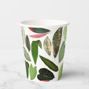 Botanische Aquarellfarben Vintage Grünflächen Blät Pappbecher