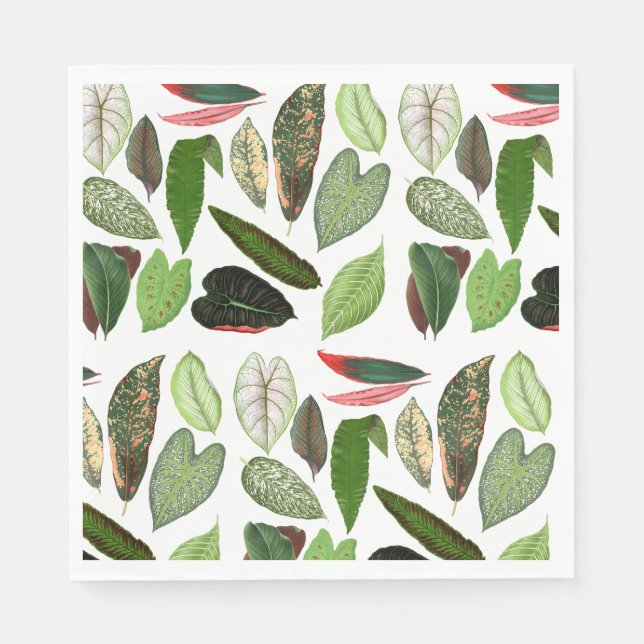 Botanische Aquarellfarben Vintage Grünflächen Blät Serviette (Vorderseite)