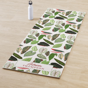 Botanische Aquarellfarben Vintage Grünflächen Blät Yogamatte