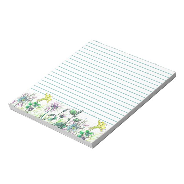 Botanische Aquarellfarben-Wildblumen Yellow Columb Notizblock (Rotiert)