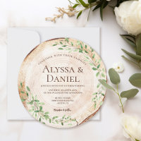 Botanische Aquarellgrün Holz Slice Rustikal