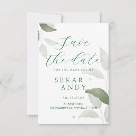 Botanische Aquarellhochzeit Save The Date