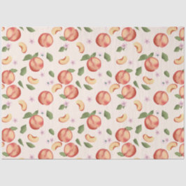 Botanische Aquarellpfirsiche & Blüten Seidenpapier