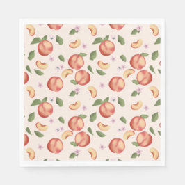 Botanische Aquarellpfirsiche & Blüten Serviette