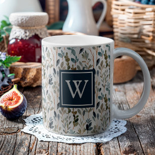 Botanische Aquarellpflanzen in Monogramm Kaffeetasse