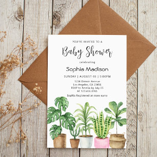 Botanische Aquarelltuch-Pflanze Kinderdusche Einladung
