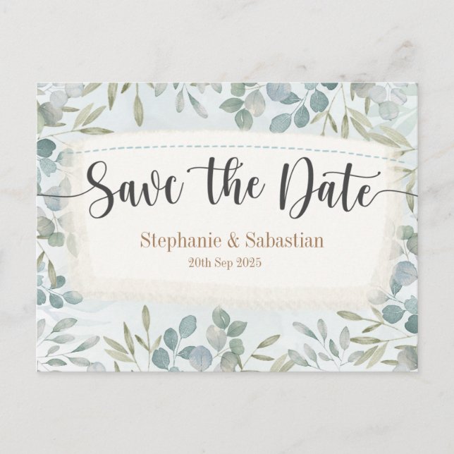 Botanische Aquarellwiesen Save the Date Ankündigungspostkarte (Vorderseite)