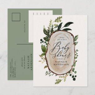 Botanische Babydusche aus rustikalem Bauernhaus Ankündigungspostkarte