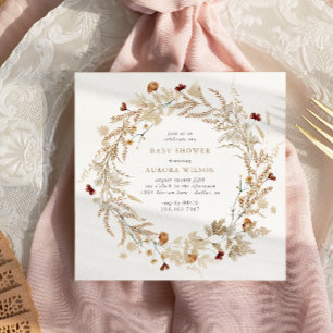 Botanische Babydusche im rustikalen Herbst Einladung