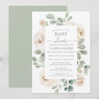 Botanische Babydusche mit weißer Rose