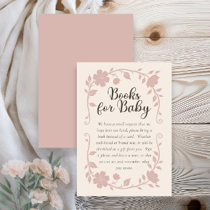 Botanische Babyparty-Buchwunschkarte Rosa Begleitkarte