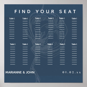 Botanische Baumwollpflanze Blaue Hochzeit Poster