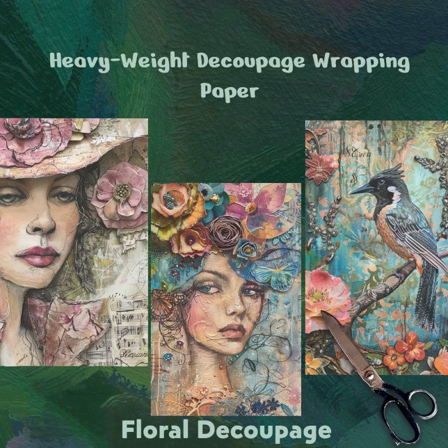 Botanische Beauties & Bird Heavy Weight Decoupage Geschenkpapier Set (Von Creator hochgeladen)